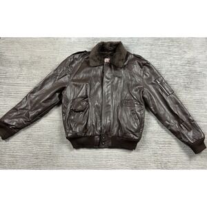 Vtg Van Cort Faux Leather Bomber Jacket Korea Made Brown XL 80s Stranger Things